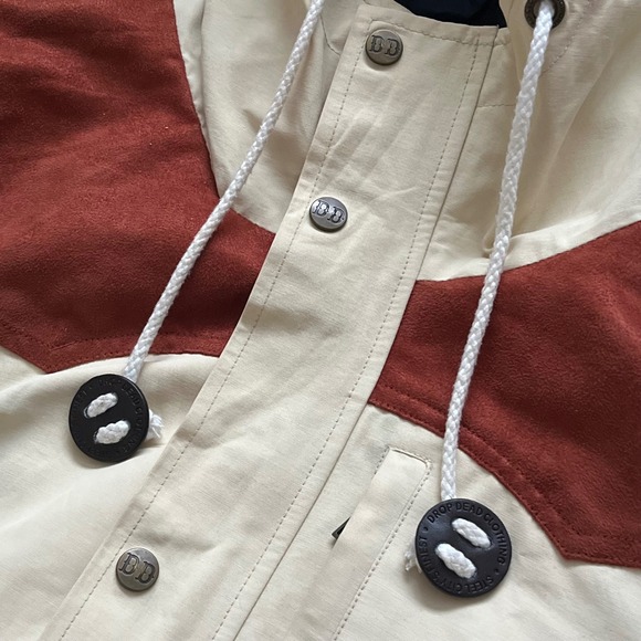 DROP DEAD Clothing XL Alaska Jacket Colorblock Hooded Full Zip, creme/navy parka - Picture 5 of 6